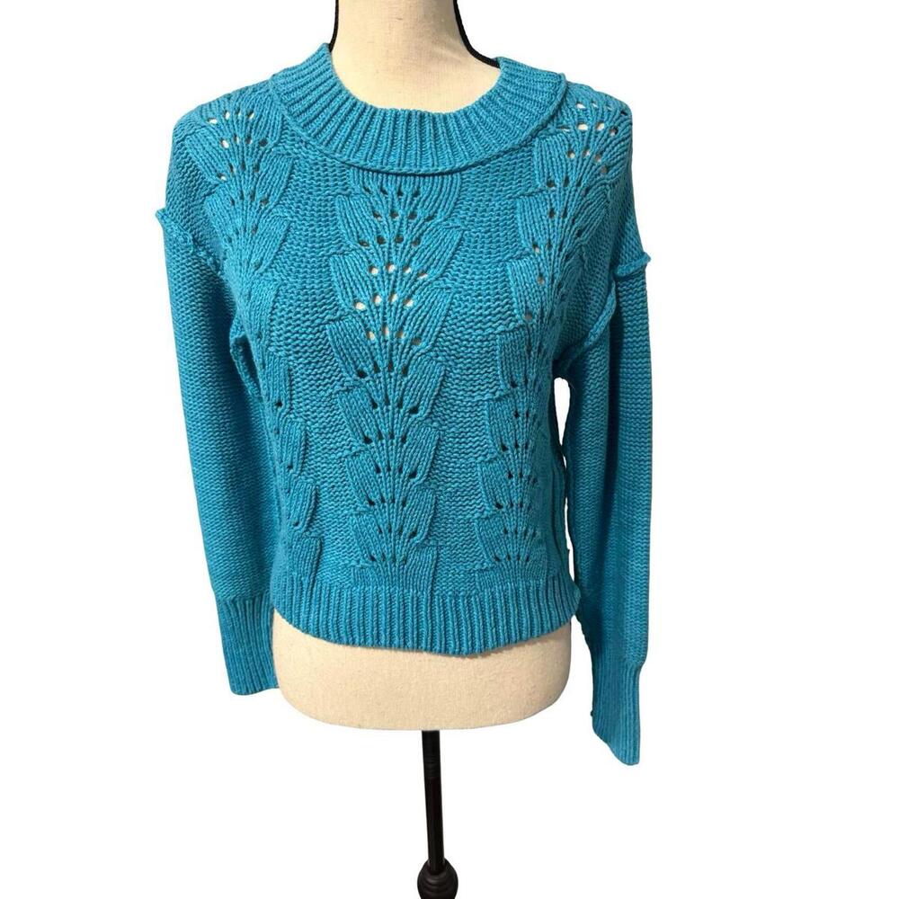 Free People Blue Cropped Sweater Size S